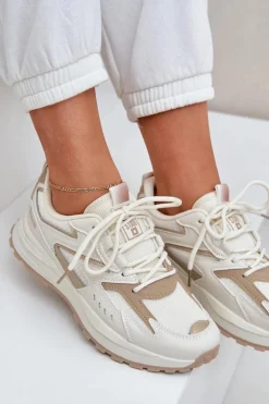 Big Star Shoes Buty Sportowe Big Star|Sneakersy Damskie*Buty Sportowe Damskie Big Star NN274A096 HI-POLY SYSTEM Beżowe Beżowy