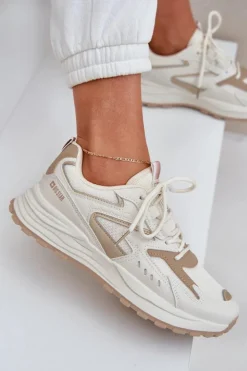 Big Star Shoes Buty Sportowe Big Star|Sneakersy Damskie*Buty Sportowe Damskie Big Star NN274A096 HI-POLY SYSTEM Beżowe Beżowy