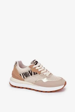 Damskie Boto Buty Sportowe Damskie Na Platformie Zebra Beżowe Davinara
