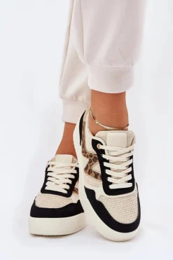 Boto Buty Sportowe Na Platformie|Sneakersy Damskie*Buty Sportowe Damskie Na Platformie Panterka Czarne Lorori Czarny