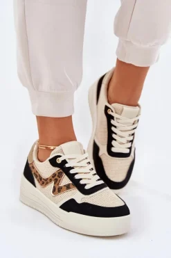 Boto Buty Sportowe Na Platformie|Sneakersy Damskie*Buty Sportowe Damskie Na Platformie Panterka Czarne Lorori Czarny