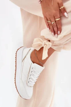 Boto Sneakersy Damskie*Buty Sportowe Damskie Na Platformie Białe Nevliese
