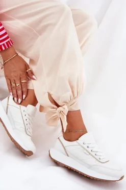 Boto Sneakersy Damskie*Buty Sportowe Damskie Na Platformie Białe Nevliese