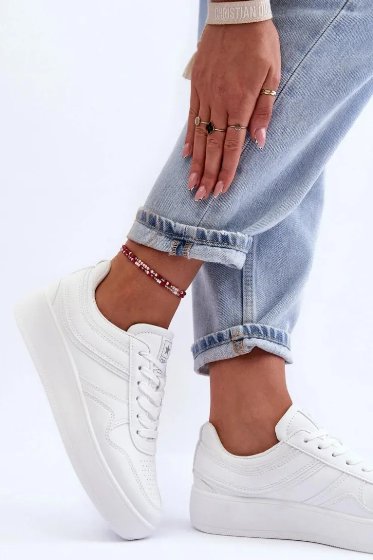 Online Evento Buty Sportowe Damskie Na Platformie Białe Pudina