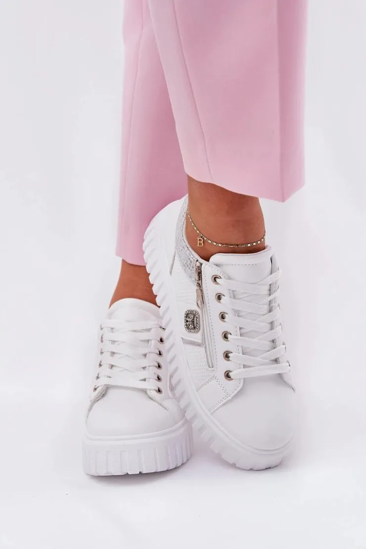 Boto Buty Sportowe Na Platformie|Sneakersy Damskie*Buty Sportowe Damskie Na Platformie Z Eko Skóry Białe Velionna