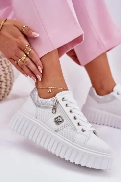 Boto Buty Sportowe Na Platformie|Sneakersy Damskie*Buty Sportowe Damskie Na Platformie Z Eko Skóry Białe Velionna