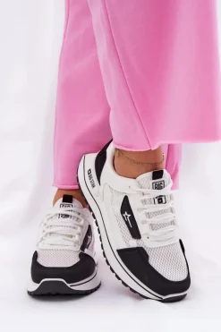 Big Star Shoes Buty Sportowe Big Star|Sneakersy Damskie*Buty Sportowe Damskie Na Platformie Big Star RR274A223 HI-POLY SYSTEM Biało-Czarne