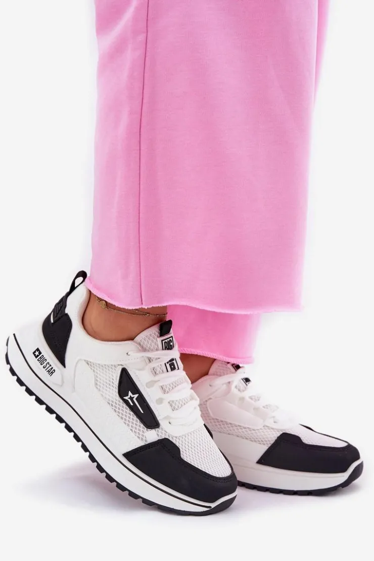 Big Star Shoes Buty Sportowe Big Star|Sneakersy Damskie*Buty Sportowe Damskie Na Platformie Big Star RR274A223 HI-POLY SYSTEM Biało-Czarne