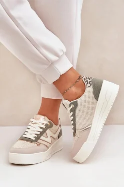 Damskie Boto Buty Sportowe Damskie Na Platformie Panterka Zielone Lorori