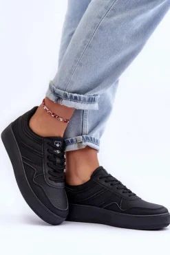 Evento Buty Sportowe Na Platformie|Sneakersy Damskie*Buty Sportowe Damskie Na Platformie Czarne Pudina Czarny