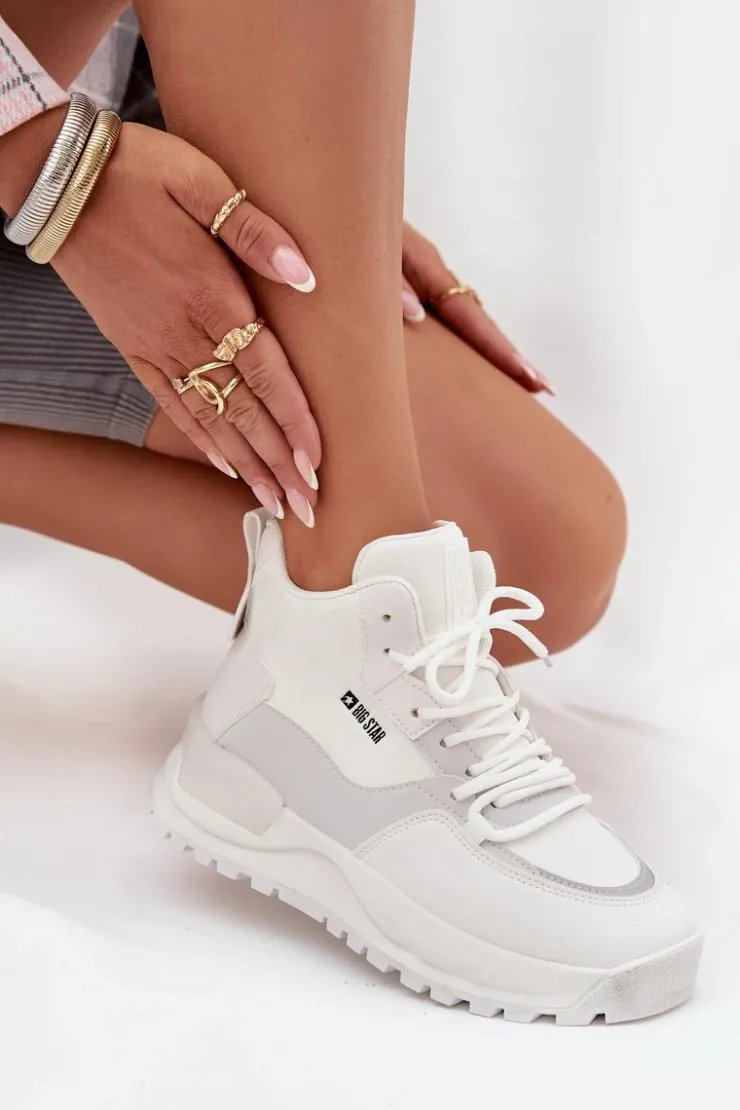 Damskie Big Star Shoes Buty Sportowe Damskie Na Platformie Big Star SS274510 Białe