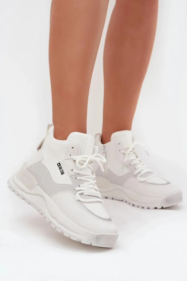 Damskie Big Star Shoes Buty Sportowe Damskie Na Platformie Big Star SS274510 Białe
