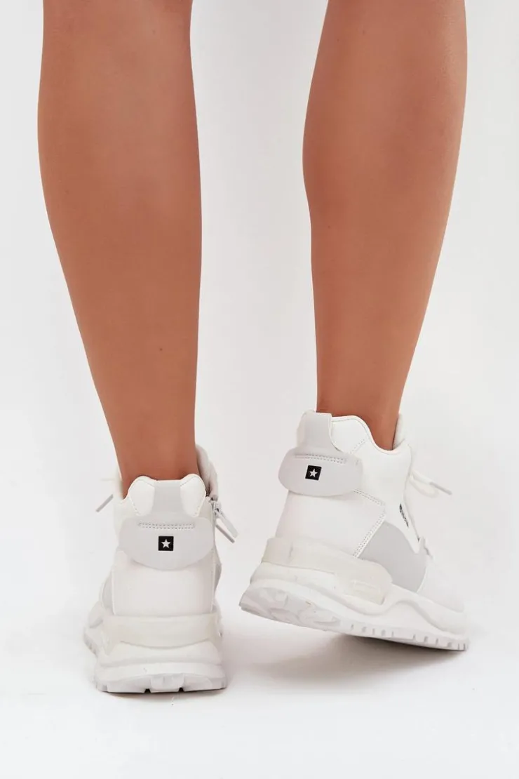 Damskie Big Star Shoes Buty Sportowe Damskie Na Platformie Big Star SS274510 Białe