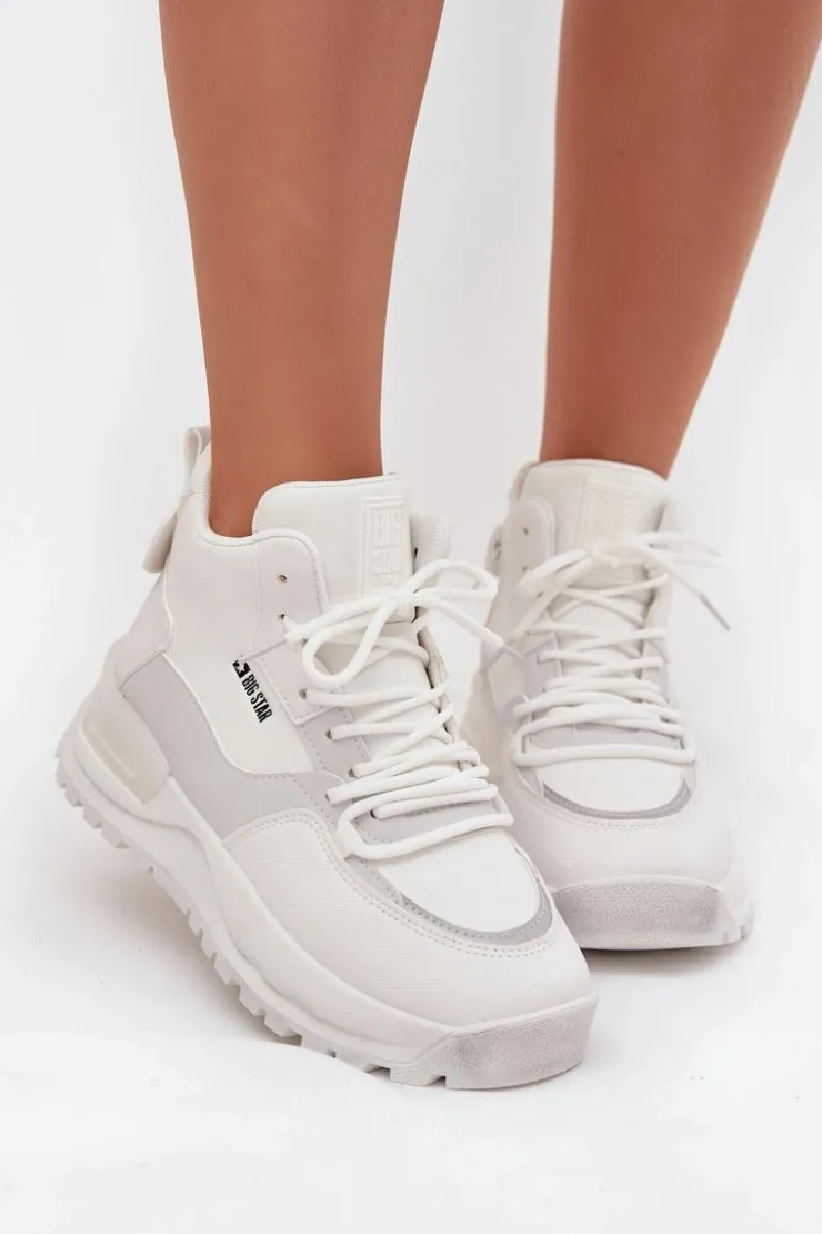 Damskie Big Star Shoes Buty Sportowe Damskie Na Platformie Big Star SS274510 Białe