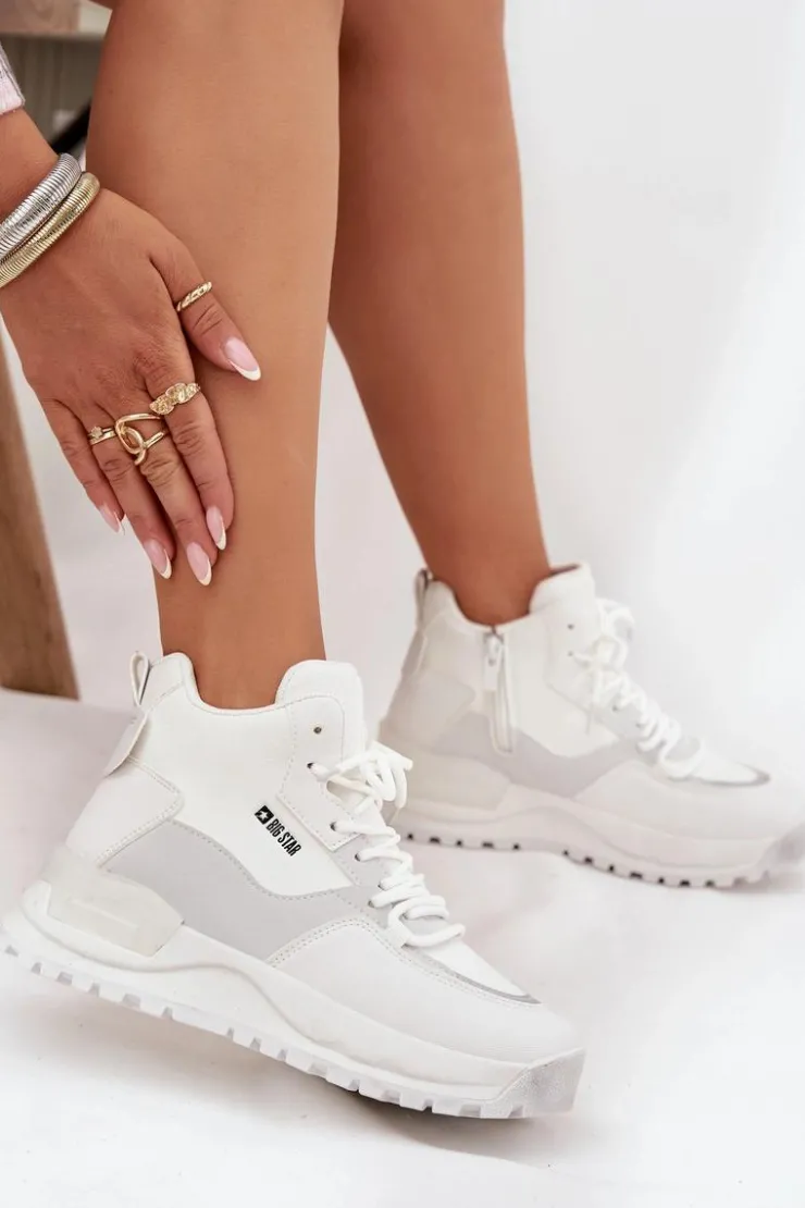 Damskie Big Star Shoes Buty Sportowe Damskie Na Platformie Big Star SS274510 Białe