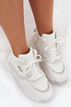 Damskie Big Star Shoes Buty Sportowe Damskie Na Platformie Big Star SS274510 Białe