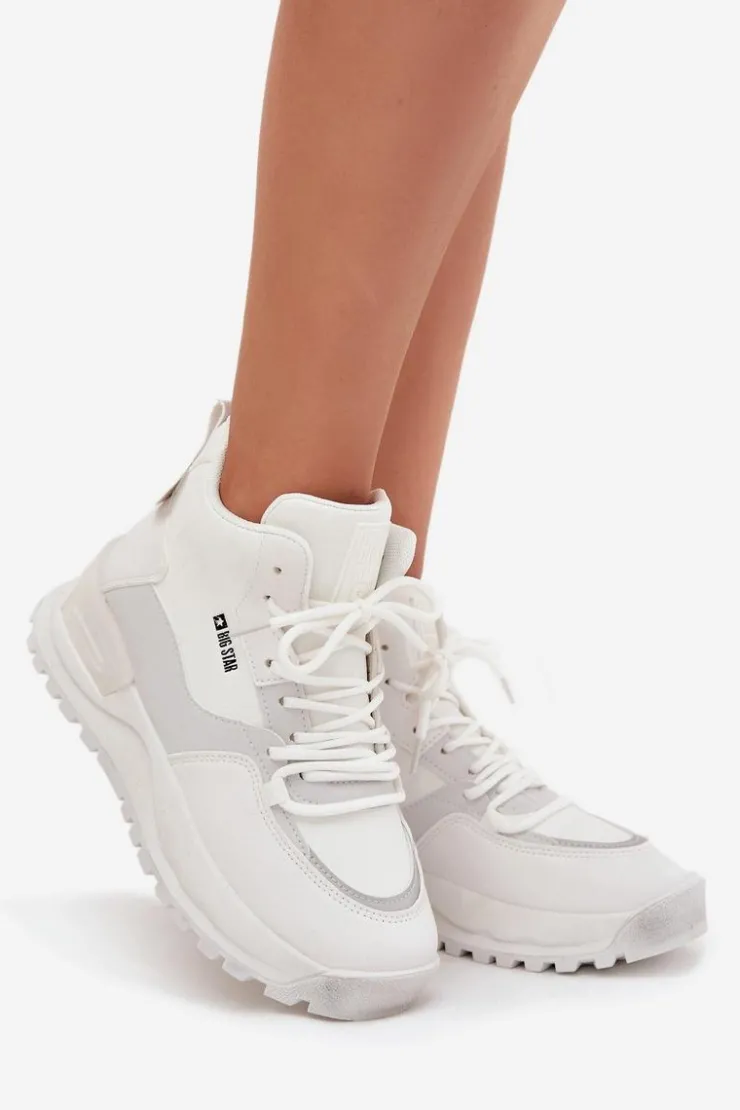 Damskie Big Star Shoes Buty Sportowe Damskie Na Platformie Big Star SS274510 Białe
