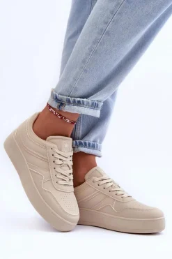 Damskie Evento Buty Sportowe Damskie Na Platformie Beżowe Pudina