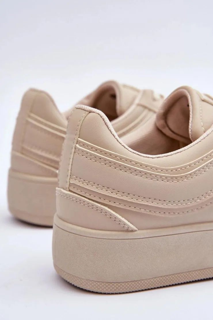 Damskie Evento Buty Sportowe Damskie Na Platformie Beżowe Pudina