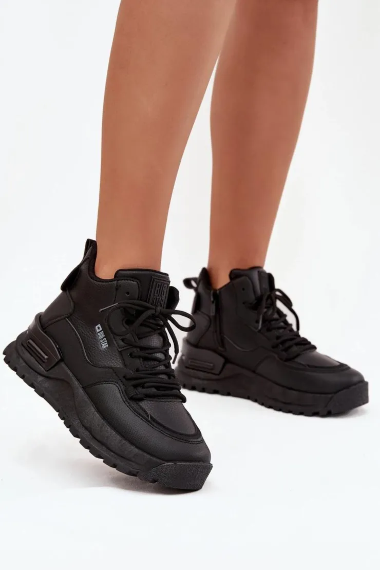 New Big Star Shoes Buty Sportowe Damskie Na Platformie Big Star SS274509 Czarne Czarny