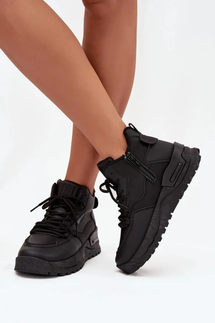 New Big Star Shoes Buty Sportowe Damskie Na Platformie Big Star SS274509 Czarne Czarny