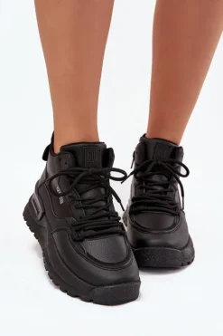 New Big Star Shoes Buty Sportowe Damskie Na Platformie Big Star SS274509 Czarne Czarny