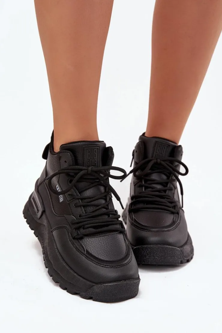 New Big Star Shoes Buty Sportowe Damskie Na Platformie Big Star SS274509 Czarne Czarny