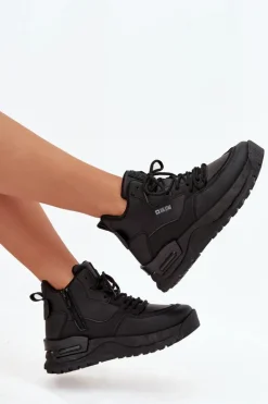 New Big Star Shoes Buty Sportowe Damskie Na Platformie Big Star SS274509 Czarne Czarny