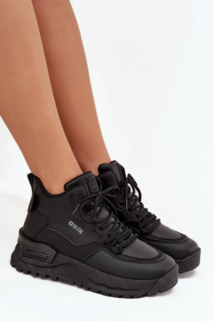 New Big Star Shoes Buty Sportowe Damskie Na Platformie Big Star SS274509 Czarne Czarny