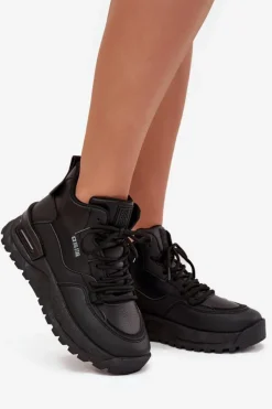 New Big Star Shoes Buty Sportowe Damskie Na Platformie Big Star SS274509 Czarne Czarny