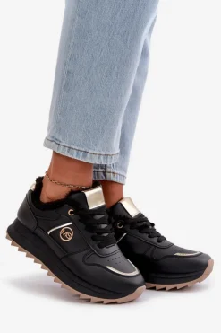 Damskie Boto Buty Sportowe Damskie Ocieplane Futerkiem Na Platformie Czarne Lerisas