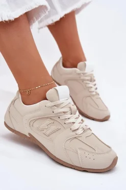 Boto Sneakersy Damskie*Buty Sportowe Damskie Z Eko Zamszu Beżowe Dorella