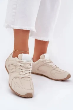 Boto Sneakersy Damskie*Buty Sportowe Damskie Z Eko Zamszu Beżowe Dorella