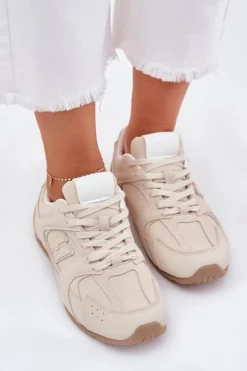 Boto Sneakersy Damskie*Buty Sportowe Damskie Z Eko Zamszu Beżowe Dorella