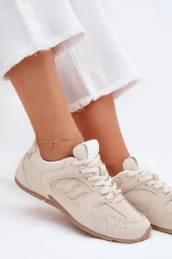 Boto Sneakersy Damskie*Buty Sportowe Damskie Z Eko Zamszu Beżowe Dorella