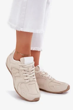 Boto Sneakersy Damskie*Buty Sportowe Damskie Z Eko Zamszu Beżowe Dorella