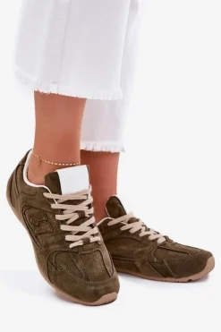 Best Boto Buty Sportowe Damskie Z Eko Zamszu Ciemnozielone Dorella