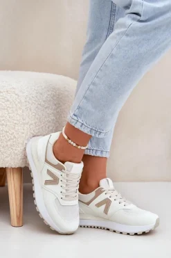 Sale Boto Buty Sportowe Damskie Z Eko Skóry Beżowe Berieta