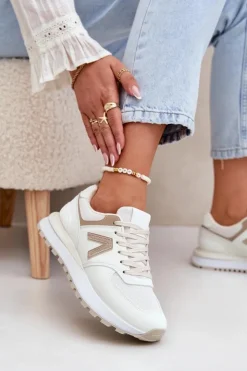 Sale Boto Buty Sportowe Damskie Z Eko Skóry Beżowe Berieta