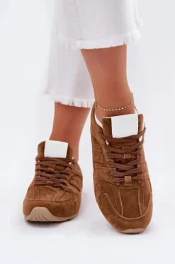 Boto Sneakersy Damskie*Buty Sportowe Damskie Z Eko Zamszu Camel Dorella