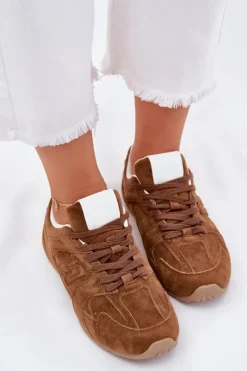 Boto Sneakersy Damskie*Buty Sportowe Damskie Z Eko Zamszu Camel Dorella