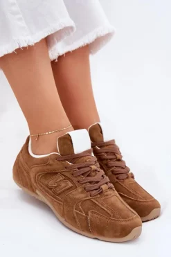 Boto Sneakersy Damskie*Buty Sportowe Damskie Z Eko Zamszu Camel Dorella