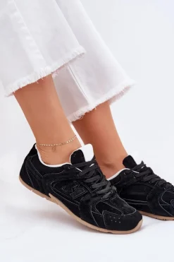 Damskie Boto Buty Sportowe Damskie Z Eko Zamszu Czarne Dorella