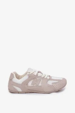 Online Boto Buty Sportowe Damskie Z Eko Zamszu Biało-Beżowe Dorella