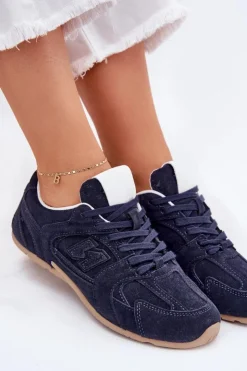 Damskie Boto Buty Sportowe Damskie Z Eko Zamszu Granatowe Dorella