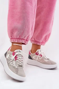 Outlet Boto Buty Sportowe Damskie Z Siateczką I Ćwiekami Szare Ogalda Szary