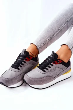 Damskie Big Star Shoes Buty Sportowe Memory Foam Big Star II274406 Szare