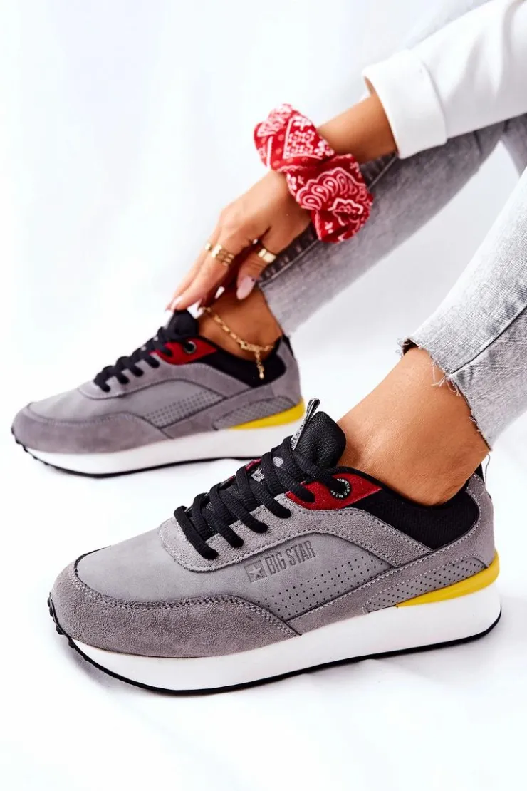 Damskie Big Star Shoes Buty Sportowe Memory Foam Big Star II274406 Szare