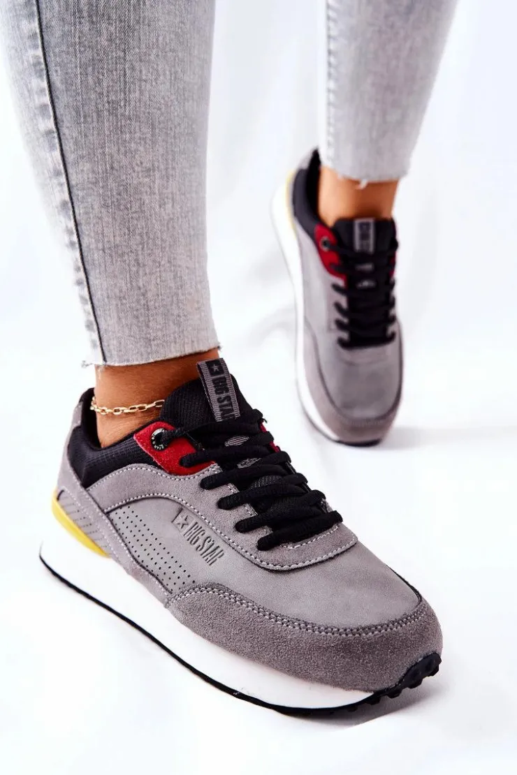 Damskie Big Star Shoes Buty Sportowe Memory Foam Big Star II274406 Szare