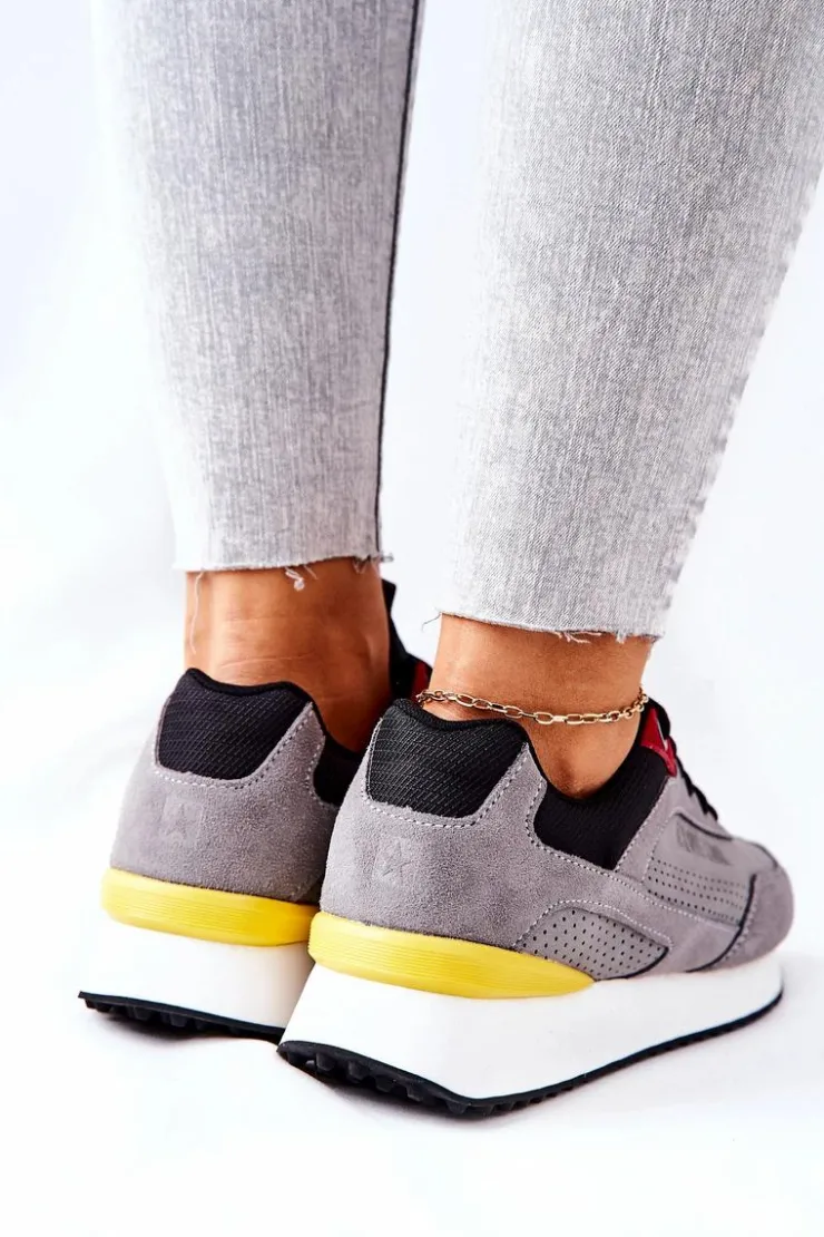 Damskie Big Star Shoes Buty Sportowe Memory Foam Big Star II274406 Szare